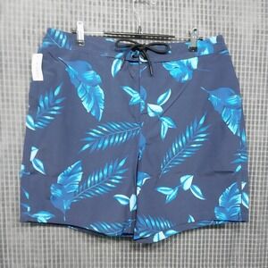 28 Palms Mens Swim Trunks Tropical Palm Print Board Shorts 34 Blue Aqua